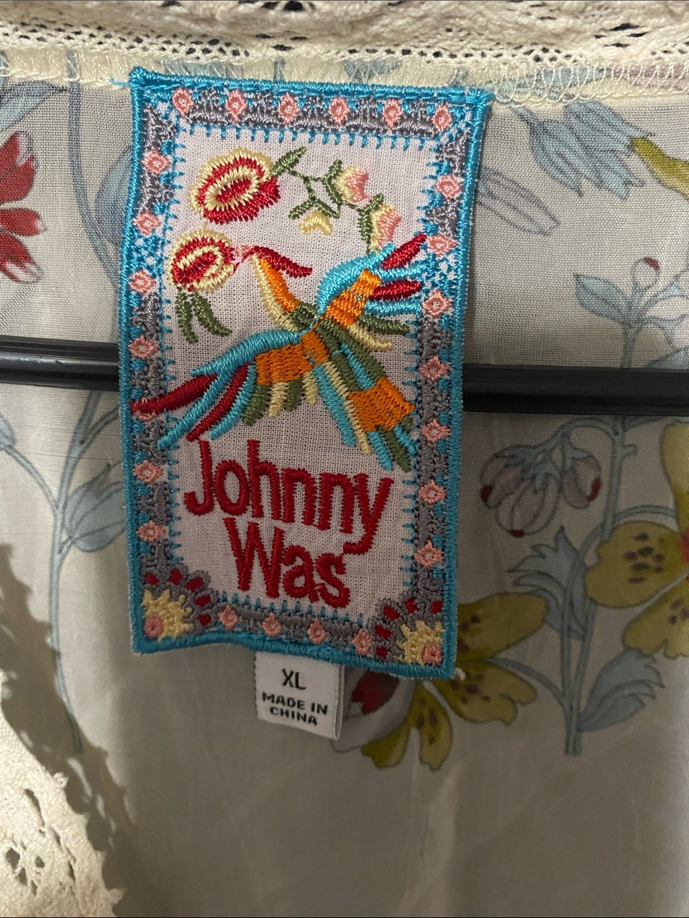 Johnny Was Cream Floral Patchwork Maxi Dress with Multicolor Blooms - Picture 4 of 5